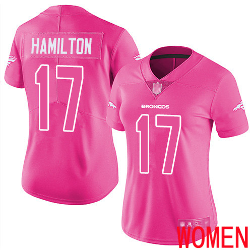 Women Denver Broncos #17 DaeSean Hamilton Limited Pink Rush Fashion Football NFL Jersey